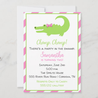 Alligator Birthday Invitation for Girls