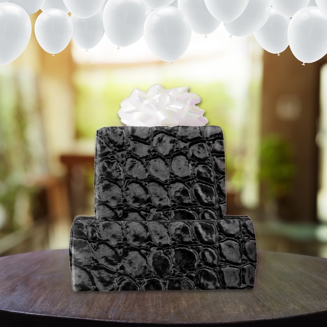 Alligator Black Faux Leather Wrapping Paper (Creator Uploaded)