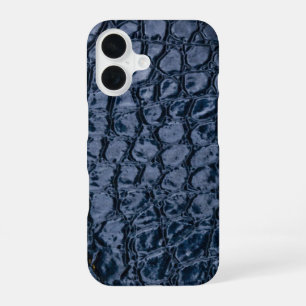 Alligator Blue Faux Leather iPhone 16 Case