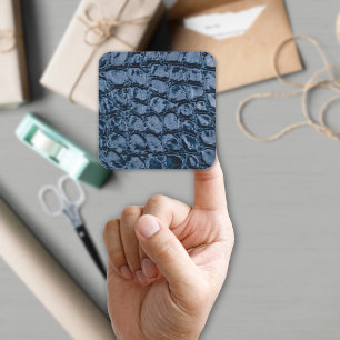 Alligator Blue Faux Leather Square Sticker