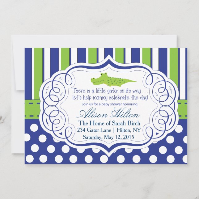 ALLIGATOR BOY BABY SHOWER INVITE (Front)