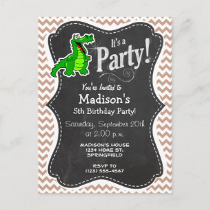 Alligator; Brown Chevron Invitation Postcard