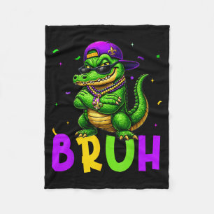 Alligator Bruh Mardi Gras Costume Men Women Kids  Fleece Blanket