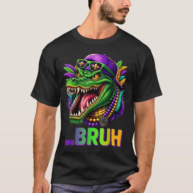 Alligator Bruh Mardi Gras Costume Men Women Kids  T-Shirt (Front)