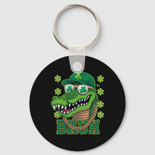 Alligator Bruh St Patricks Day Shamrock Irish Men Key Ring