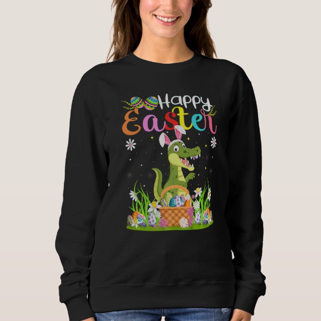 Alligator Bunny Egg Hunting  Alligator Happy Easte Sweatshirt (Front)