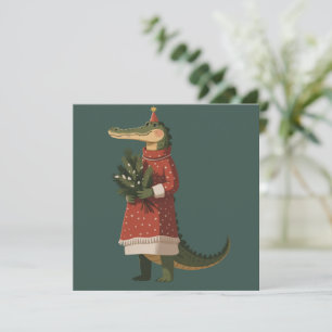Alligator Christmas Crocodile Lover Holiday Funny  Card