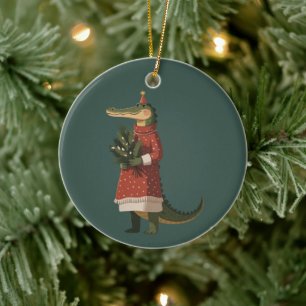 Alligator Christmas Crocodile Lover Holiday Funny Ceramic Tree Decoration