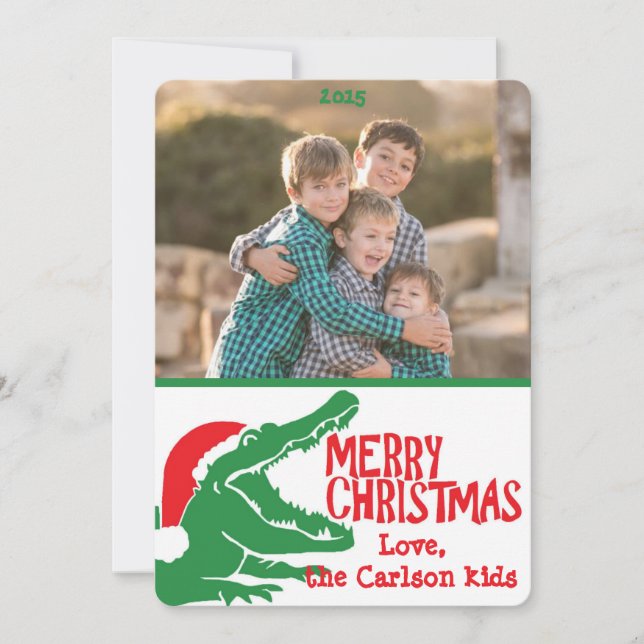 Alligator Christmas custom photo card (Front)