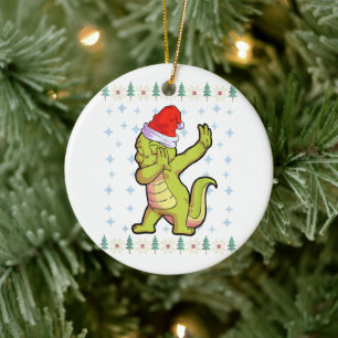 Alligator Christmas Shirt Santa Hat Crocodile Love Ceramic Tree Decoration
