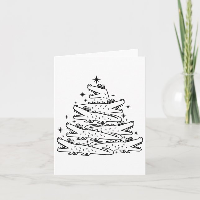 Alligator Christmas Tree Swea  Card (Front)