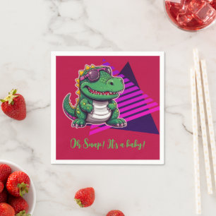 Alligator Cool Kawaii Retro Vibe Baby Shower Napkin