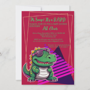Alligator Cool Kawaii Retro Vibe Invitation