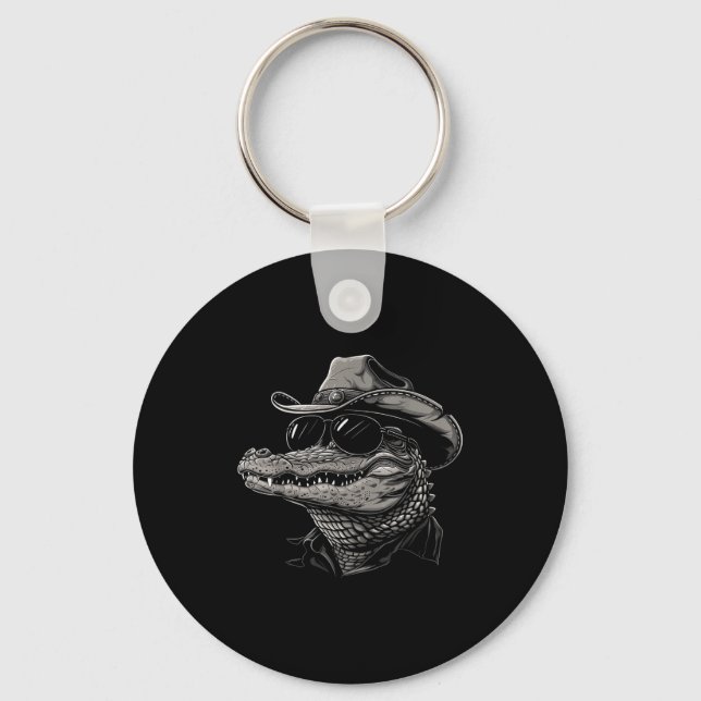 Alligator Cowboy Hat Gator Crocodile Reptile Lover Key Ring (Front)