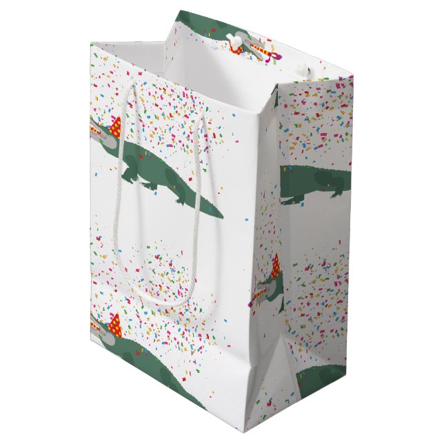 Alligator Crocodile - Animals Having a Party  Medium Gift Bag (Front Angled)