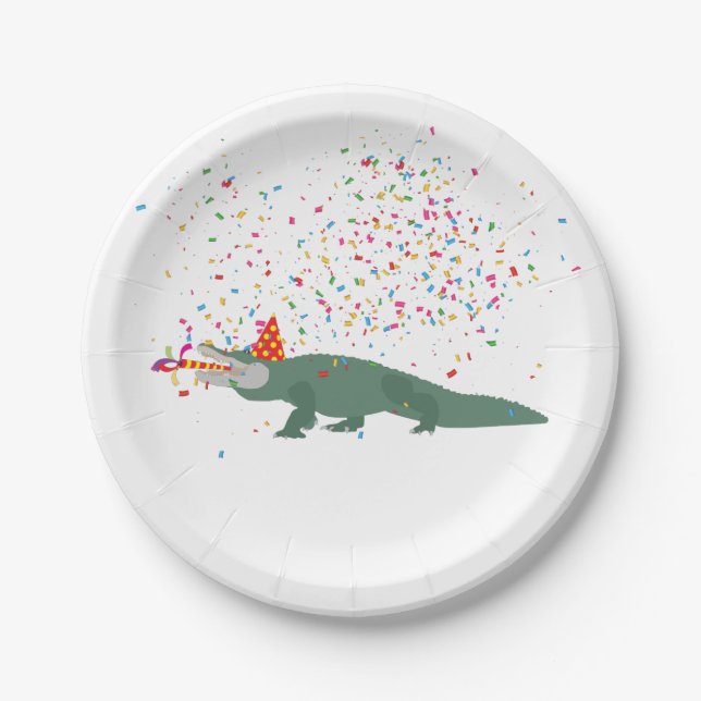 Alligator Crocodile - Animals Having a Party Paper Plate (Front)