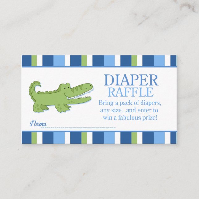 Alligator / Crocodile Baby Shower Diaper Raffle Enclosure Card (Front)