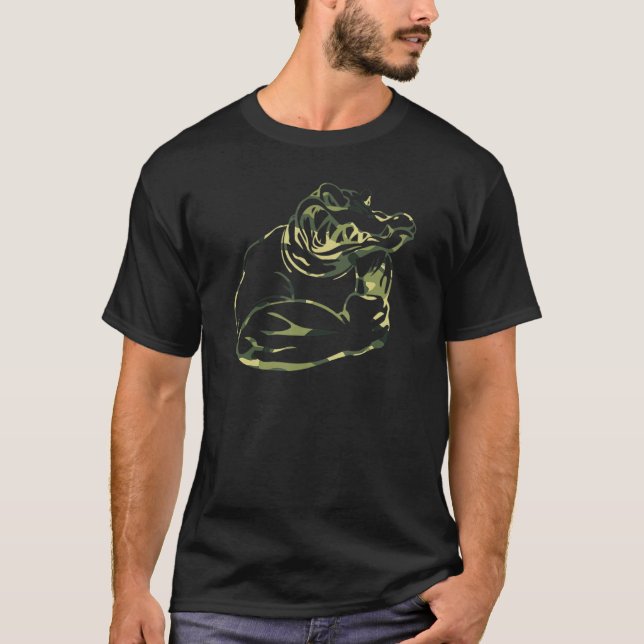 Alligator Crocodile Camo Muscles Strong Reptile Mo T-Shirt (Front)