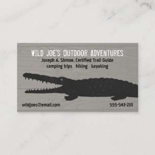Alligator Crocodile on Wood Style Business Card
