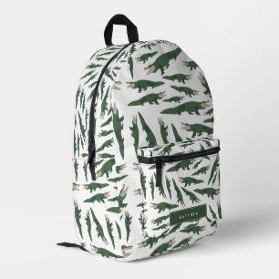 Alligator Crocodile Pattern School Custom Name Printed Backpack