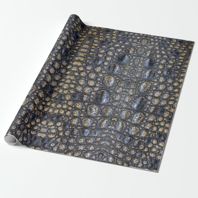 Alligator Crocodile Reptile Pattern Skin Wrapping Paper (Unrolled)