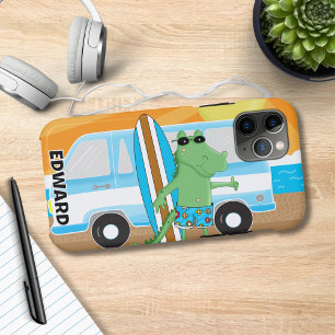 Alligator crocodile Retro Van Sunshine Surf Board Case-Mate iPhone Case