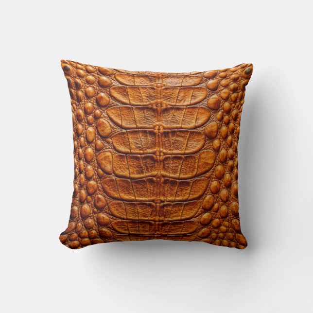 Alligator Crocodile Skin Faux Copper colour Cushion (Front)