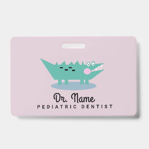 Alligator Dentist Paediatrician Dental Pink ID Badge