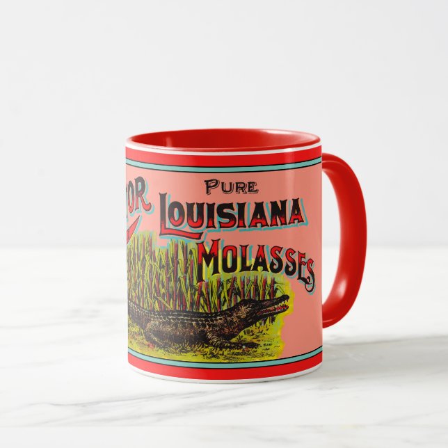Alligator Fabled Molasses Label Mug (Front Right)