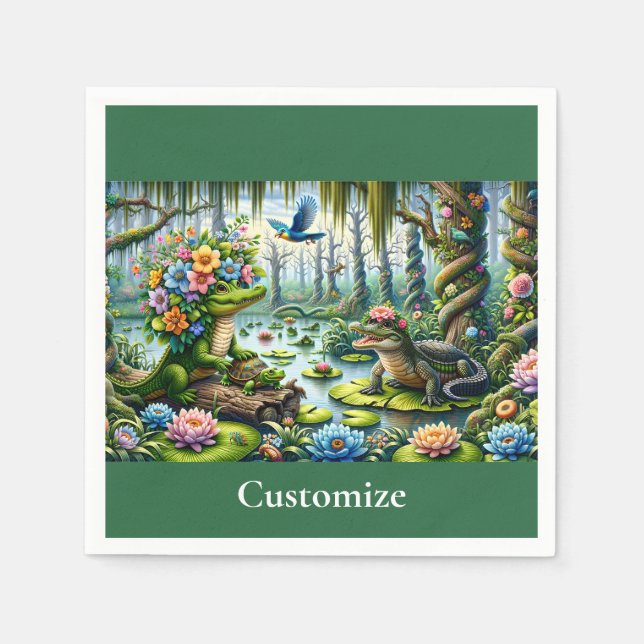 Alligator Fantasy Swamp Thunder_Cove Napkin (Front)