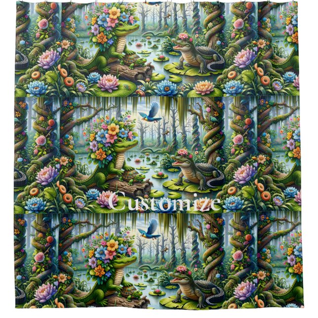 Alligator Fantasy Swamp Thunder_Cove Shower Curtain (Front)