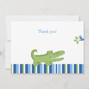 Alligator Flat Thank you note - Blue/Green Card