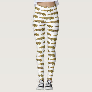 Alligator garfish cartoon illustration leggings