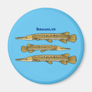 Alligator garfish cartoon illustration magnet