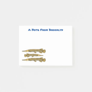 Alligator garfish cartoon illustration post-it notes