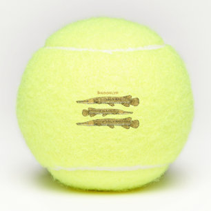 Alligator garfish cartoon illustration tennis balls