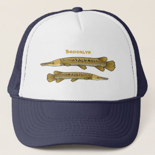 Alligator garfish cartoon illustration trucker hat
