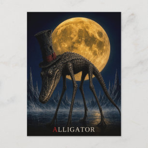 Alligator Gothic Top Hat gothic Surreal Postcard