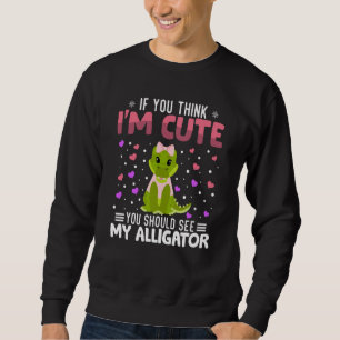 Alligator Heart Valentine's Day Animal For Womens  Sweatshirt