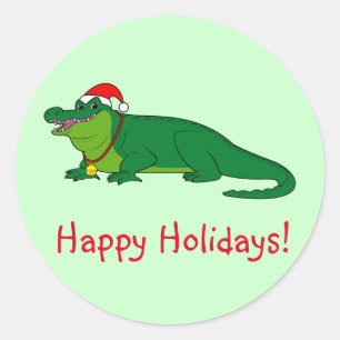 Alligator in a Santa Hat Classic Round Sticker