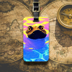 Alligator in Colourful Water Luggage Tag