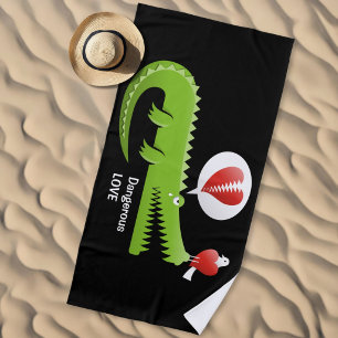 Alligator in Love Beach Towel