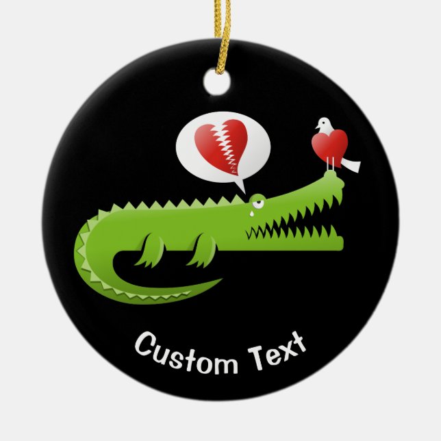 Alligator in Love Ceramic Ornament (Front)