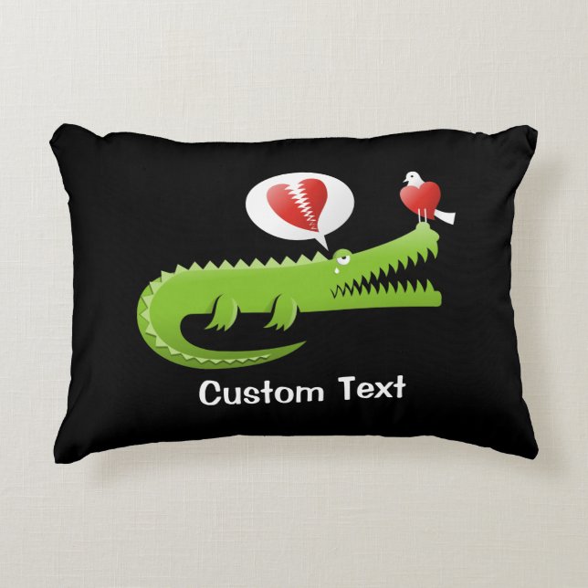 Alligator in Love Decorative Pillow (Front)