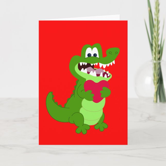 Alligator in Love Holiday Card (Front)