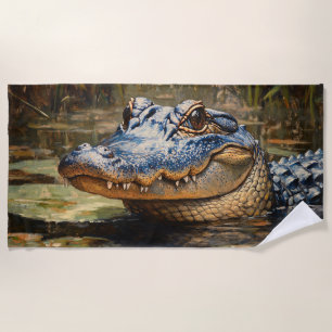 Alligator in the Everglades Wildlife Art Beach Towel