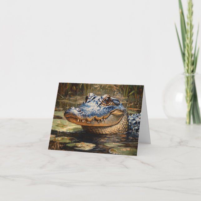 Alligator in the Everglades Wildlife Art Card (Front)