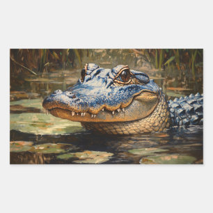 Alligator in the Everglades Wildlife Art Rectangular Sticker