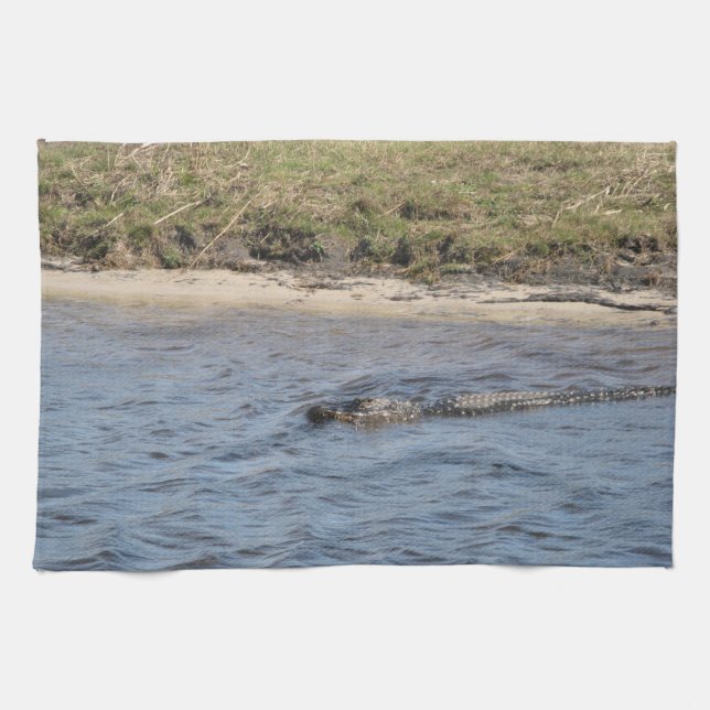 Alligator in the Water Kitchen Towel (Horizontal)