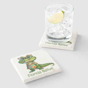 Alligator in Tropical Shirt Stone Coaster